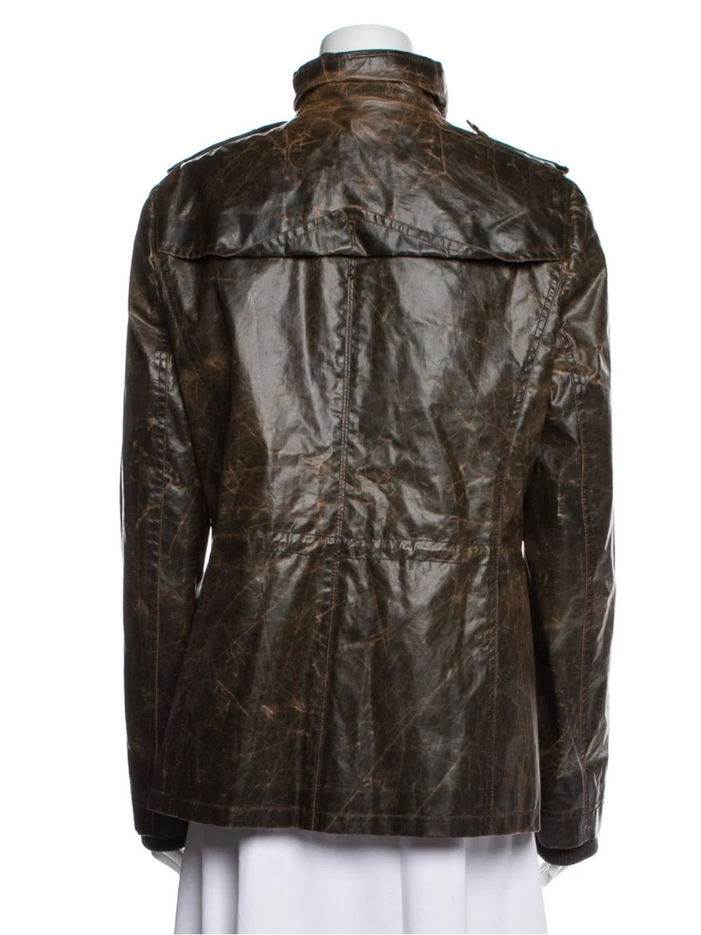 TORY BURCH Dark Brown faux Leather Button-Front Jacket - Picture 2 of 3